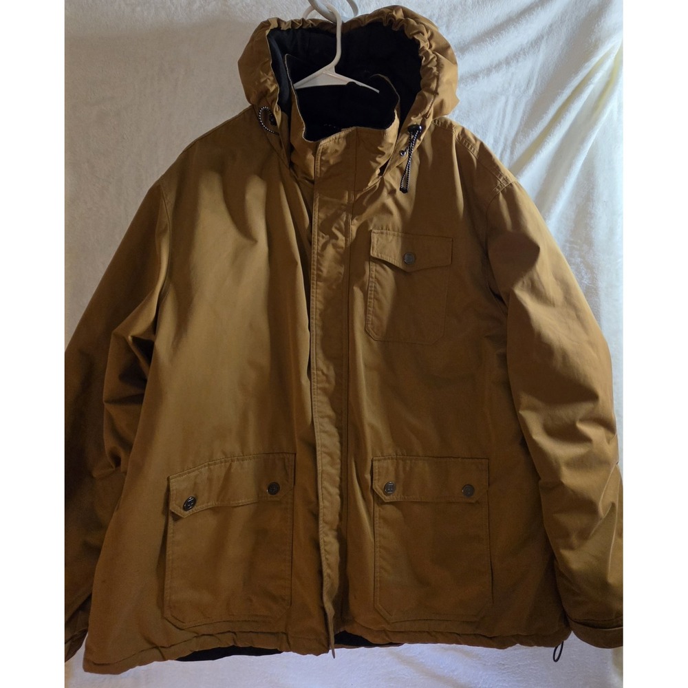 SwissTech Men's 2XL Brown Hooded Utility Jacket Insulated Outdoor Coat 50-52